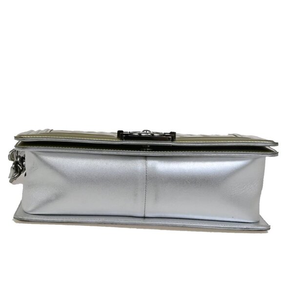 CHANEL CC Boy Bicolor Chain Shoulder Bag Patent Leather GD Silver SHW 385RK882 - Picture 14 of 16